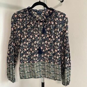 Lucky Brand Peasant Top Navy Floral